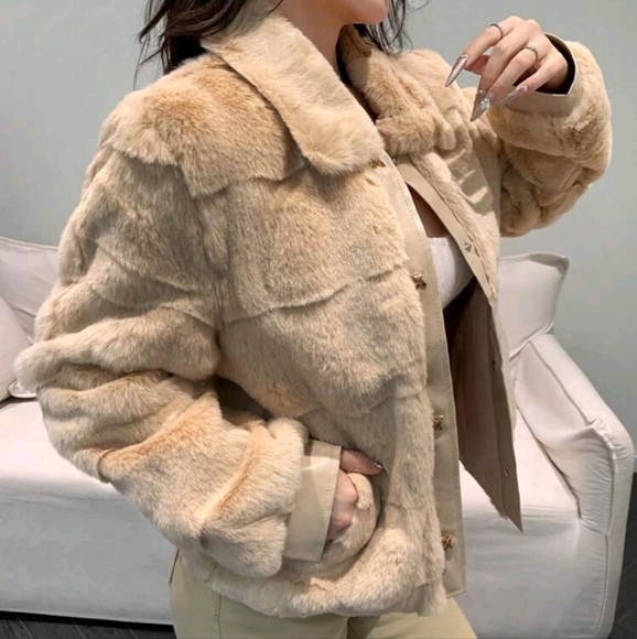 Women's Casual Solid Color Fluffy Jacket, Autumn/Winter - Picture 4 of 4